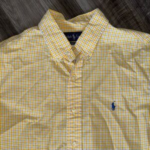 Ralph Lauren men’s large button down shirt yellow plaid business casual collared
